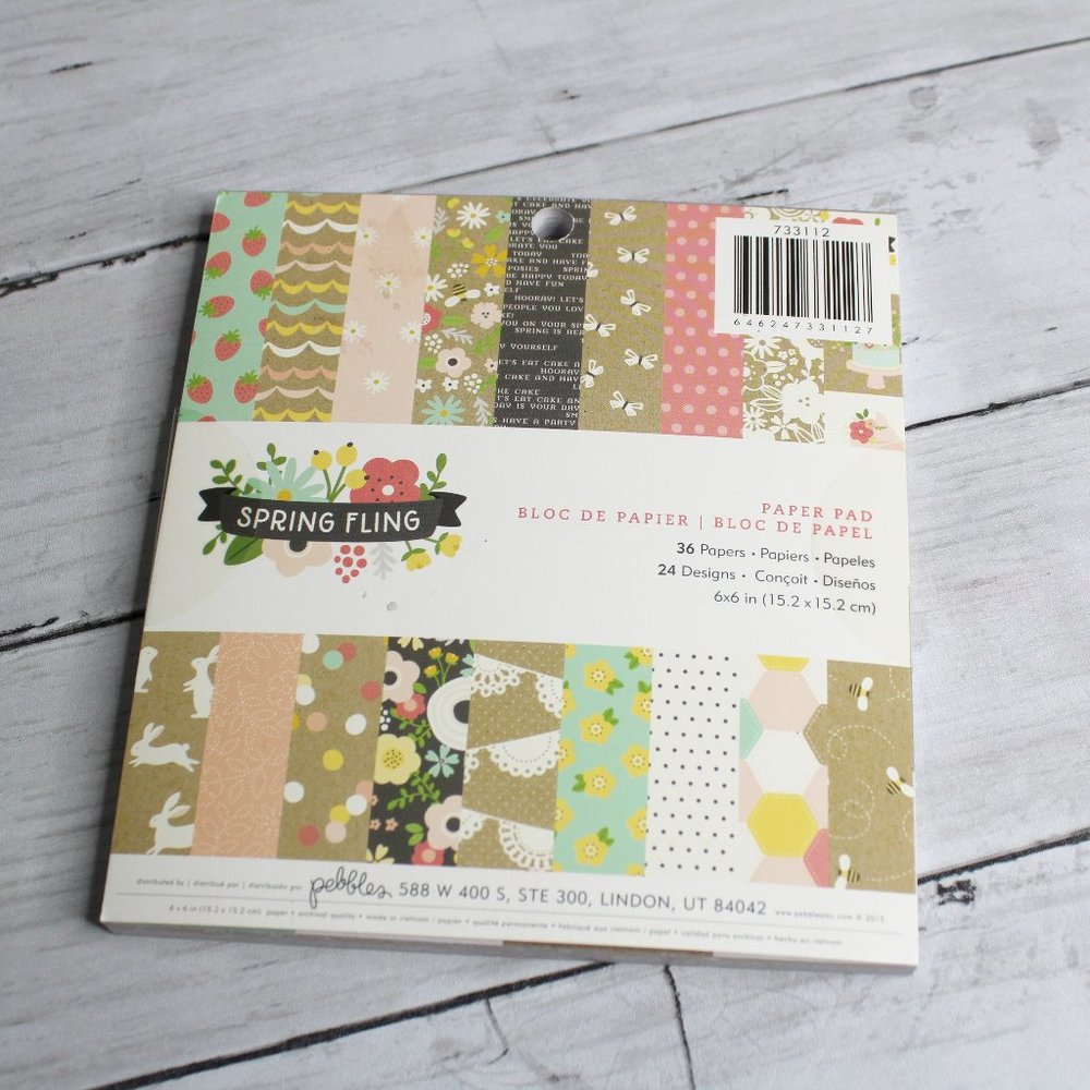Pebbles Scrapbook Cardstock Paper Pad 6" x 6" Spring Fling 36 Sheets